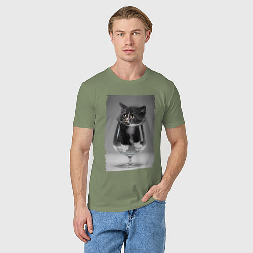 Мужская футболка Котёнок в бокале / Авокадо – фото 3