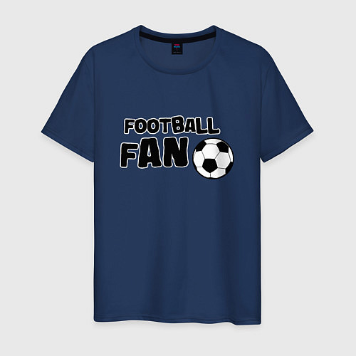 Мужская футболка Фанат футбола надпись / Тёмно-синий – фото 1