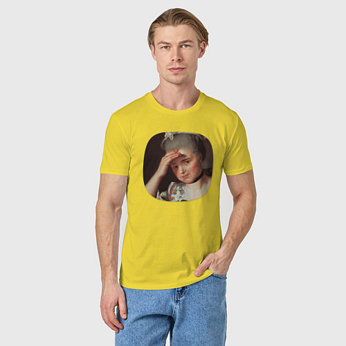 Мужская футболка Картина ренессанса - женщина фэйспалмит / Желтый – фото 3