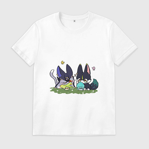 Мужская футболка Котики Сайно и Тигнари / Белый – фото 1