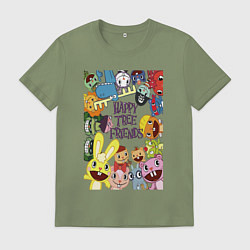 Футболка хлопковая мужская Happy three friends - poster, цвет: авокадо