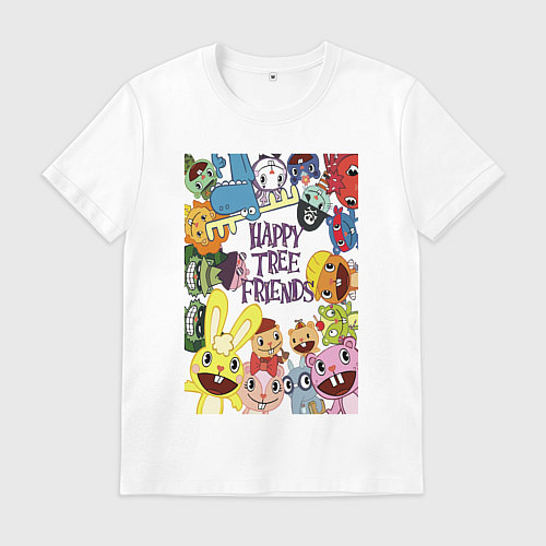 Мужская футболка Happy three friends - poster / Белый – фото 1