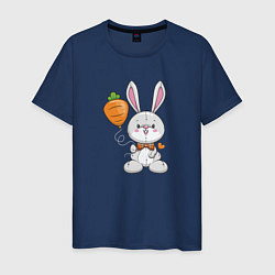 Футболка хлопковая мужская Кролик с воздушной морковкой, цвет: тёмно-синий