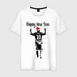 Футболка хлопковая мужская Лионель Месси Happy New Year, цвет: белый