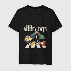 Футболка хлопковая мужская Abbey cats, цвет: черный