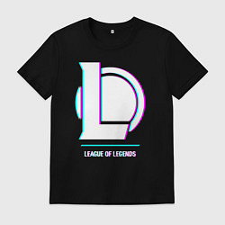Футболка хлопковая мужская League of Legends в стиле glitch и баги графики, цвет: черный