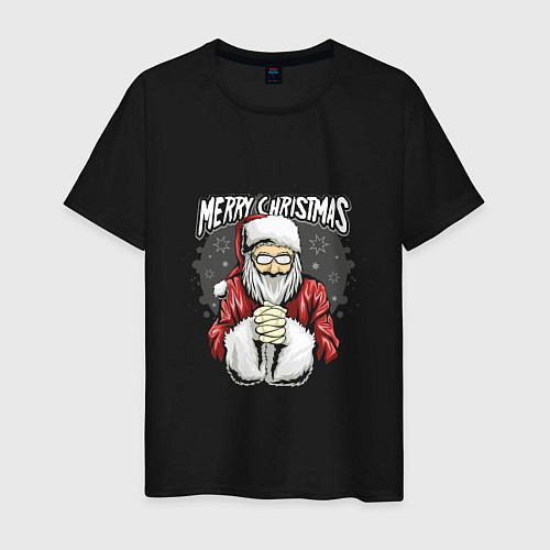 Мужская футболка Санта Клаус / Черный – фото 1