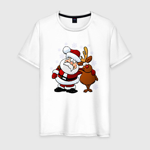 Мужская футболка Санта и олень / Белый – фото 1