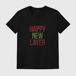 Футболка хлопковая мужская Happy New Layer, цвет: черный