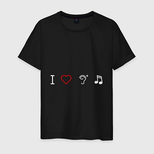 Мужская футболка I love to listen to music / Черный – фото 1
