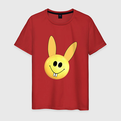 Мужская футболка Кролик-смайлик / Красный – фото 1