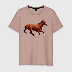 Футболка хлопковая мужская Чистокровная верховая лошадь, цвет: пыльно-розовый