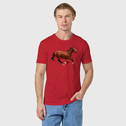 Футболка хлопковая мужская Чистокровная верховая лошадь, цвет: красный — фото 2