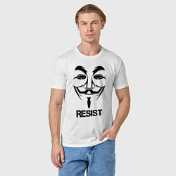 Футболка хлопковая мужская Guy Fawkes - resist, цвет: белый — фото 2