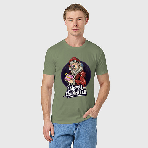 Мужская футболка Санта с подарком / Авокадо – фото 3