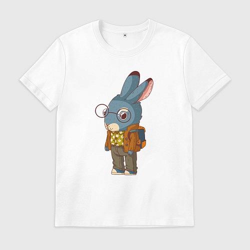 Мужская футболка Заяц - ботан / Белый – фото 1