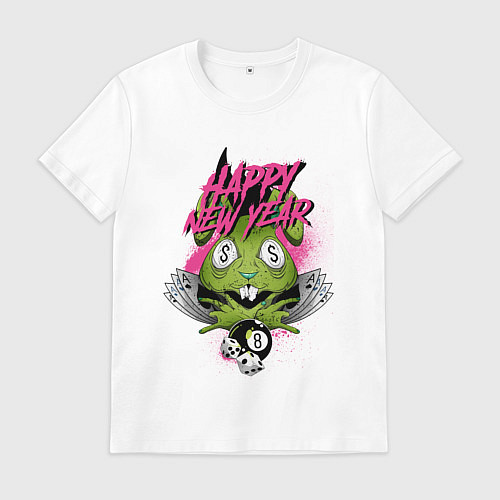 Мужская футболка Green rabbit Happy new year / Белый – фото 1