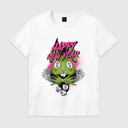 Футболка хлопковая мужская Green rabbit Happy new year, цвет: белый