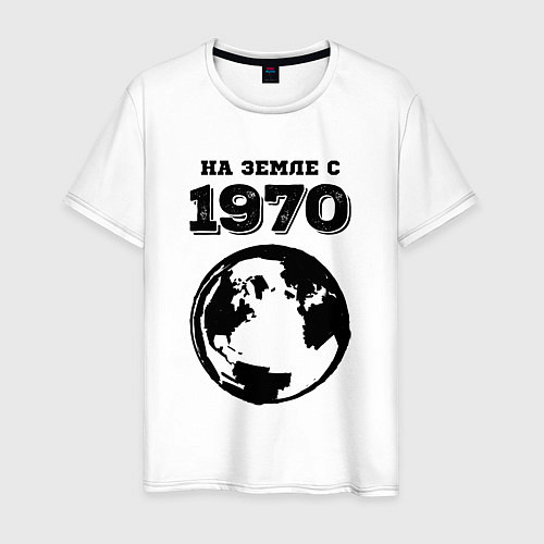 Мужская футболка На Земле с 1970 с краской на светлом / Белый – фото 1