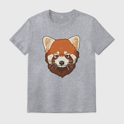 Футболка хлопковая мужская Голова милой красной панды, цвет: меланж