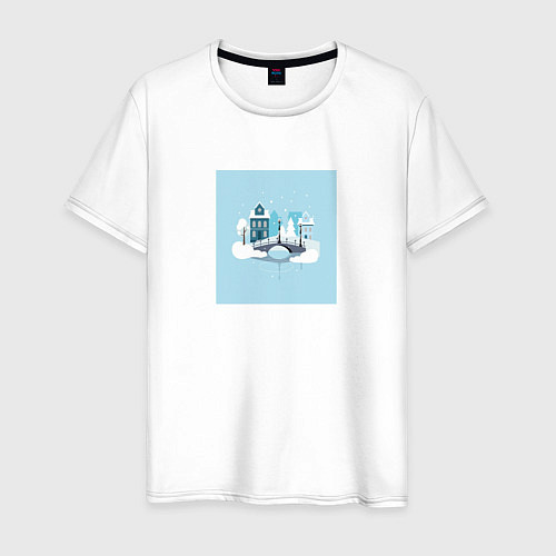 Мужская футболка Голубой зимний город / Белый – фото 1