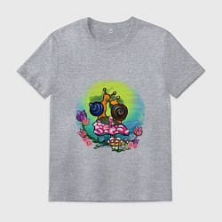 Мужская футболка Улитки на грибе любуются закатом