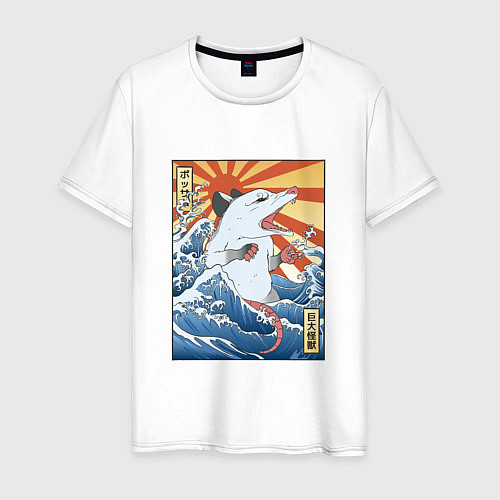 Мужская футболка Гравюра японский опоссум в стиле укиё-э / Белый – фото 1