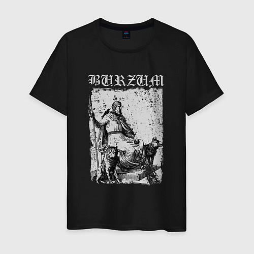 Мужская футболка Burzum скандинавский бог Один с волками и вороном / Черный – фото 1