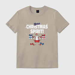 Футболка хлопковая мужская Lift that Christmas spirit, цвет: миндальный