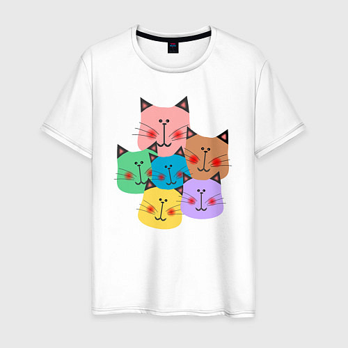 Мужская футболка Забавные котики / Белый – фото 1