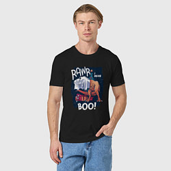 Футболка хлопковая мужская Rawr boo, цвет: черный — фото 2