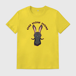 Футболка хлопковая мужская Черный кролик медитирует, цвет: желтый
