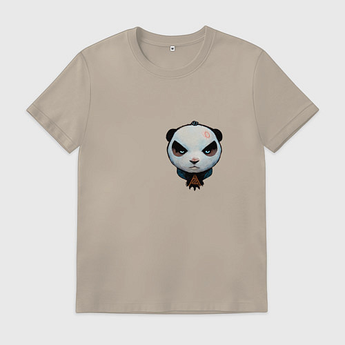Мужская футболка Хмурый панда / Миндальный – фото 1