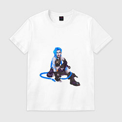 Футболка хлопковая мужская Jinx сидит показывает язык, цвет: белый