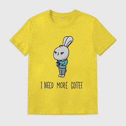 Футболка хлопковая мужская I need more coffee, цвет: желтый