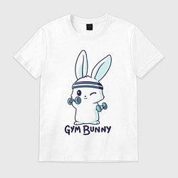 Футболка хлопковая мужская Gym bunny, цвет: белый