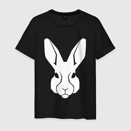 Мужская футболка White rabbit head / Черный – фото 1