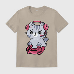 Мужская футболка Котёнок заядлый игроман