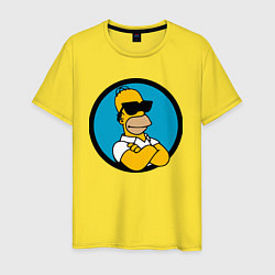 Футболка хлопковая мужская Гомер Симпсон - крутой чувак, цвет: желтый