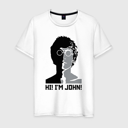 Мужская футболка Джон Леннон - портрет / Белый – фото 1
