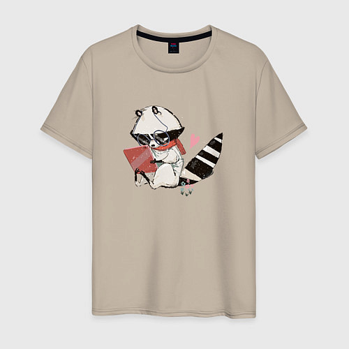 Мужская футболка Умный крошка-енот / Миндальный – фото 1