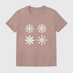 Мужская футболка Новогодние белые снежинки