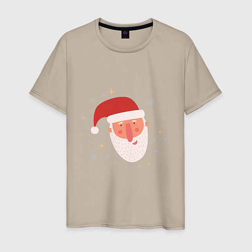 Мужская футболка Голова Деда Мороза / Миндальный – фото 1