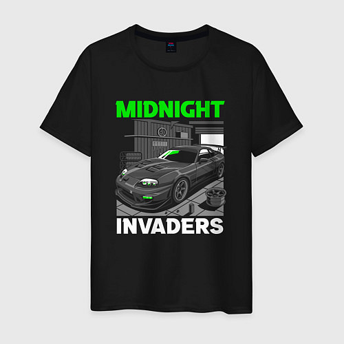 Мужская футболка Midnight inviders - Toyota Supra / Черный – фото 1