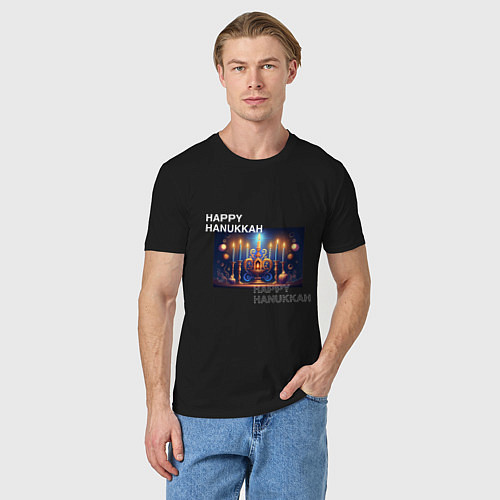 Мужская футболка С Ханукой, праздником света и огней / Черный – фото 3