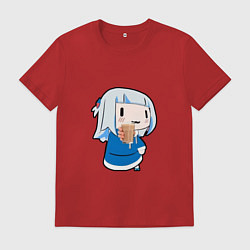 Футболка хлопковая мужская Гура акула протягивает стакан, цвет: красный