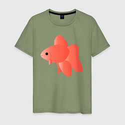 Футболка хлопковая мужская Золотая рыба, цвет: авокадо