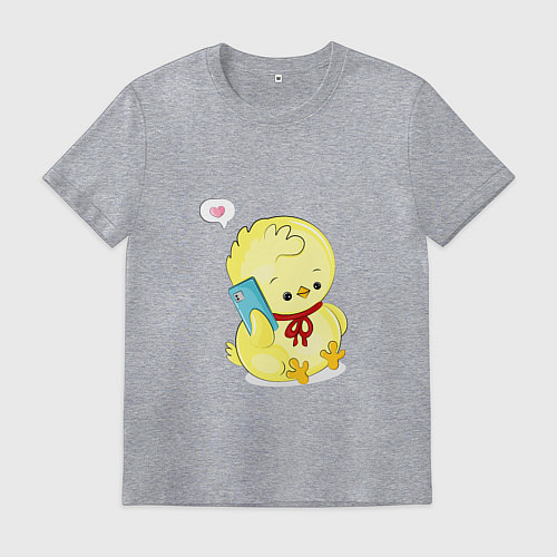 Мужская футболка Цыпленок с телефоном / Меланж – фото 1