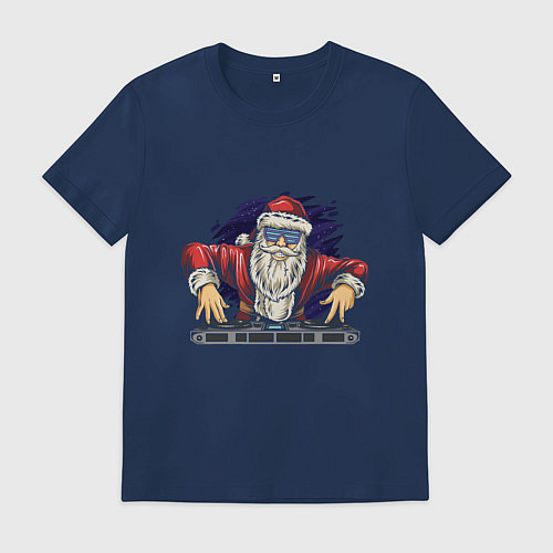 Мужская футболка Санта диджей / Тёмно-синий – фото 1
