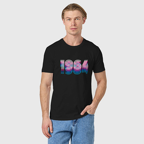 Мужская футболка 1964 год ретро неон / Черный – фото 3